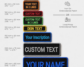 Custom Color Patch Embroidered Name Badge, Your Inscription Iron On Patch, Hoop Loop Patch