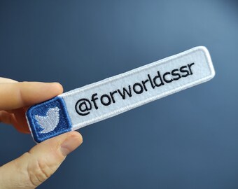 Twitter-logotyp, anpassad namnbricka, broderad sociala medier-märke