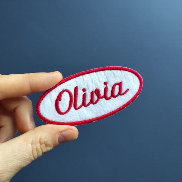 Custom Name Patch Embroidered Iron On Name Tag, uniform name patch, Vintage Style Name Tag