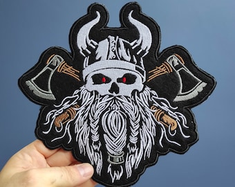 Odin Viking large back patch for Custom Biker Vest, Embroidered Patch, Harley Davidson Patches