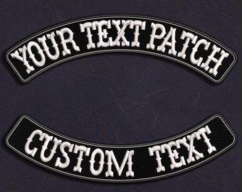 Top And Bottom Rocker Embroidery Patch, Patch for denim jacket, Iron-on