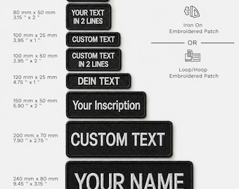 Custom Name Patch, Personalized Embroidered Patch, Iron On or Hook and Loop Name Tag