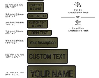 Custom Name Embroidery Patch Stripes Badge Iron On Or Hook Loop Olive Green, Your Inscription Iron On Patch, Hoop Loop Patch