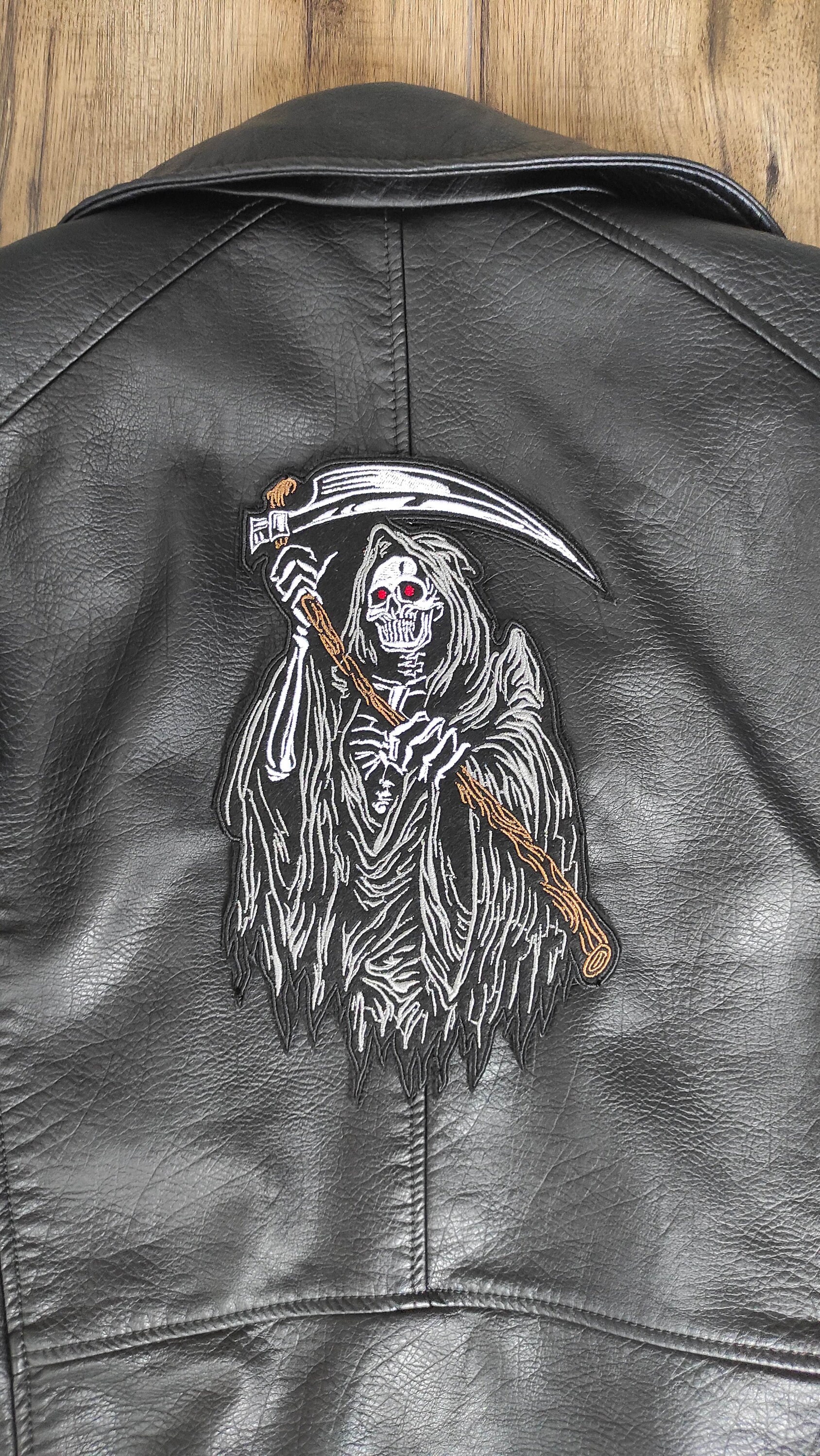 REAPER Large Back Patch for Custom Biker Vest, Harley Davidson Patches ...