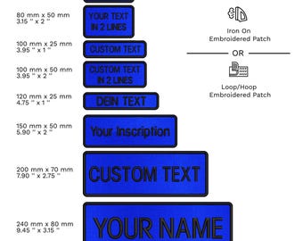 Blue Custom Embroidered Name Patch, Iron-On Name Tag