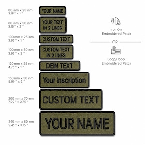 Custom Name Embroidered Name Patch  Olive Badge, Your Inscription Iron On Patch, Hook Loop Patch