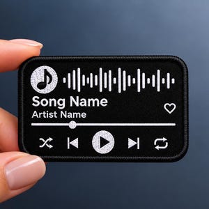Gepersonaliseerde geborduurde muziekpatch, draag je favoriete nummer, strijkbaar, naaibaar of met klittenband te bevestigen.
