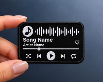 Custom Music Embroidered Patch, Wear Your Favorite Song, Iron On or Sew or Hook/Loop