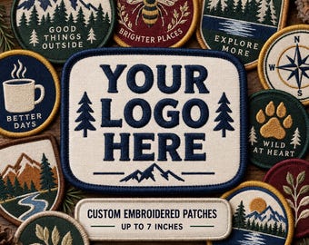 Custom Logo Embroidered Patch – Up to 7 Inches – Iron On, Sew On or Hook Backing – Personalized Patches for Hats, Bags & Clothing