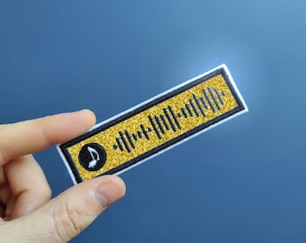 Glitterpatch muziekcode, aangepaste geborduurde nummercodepatch, opstrijkpatch,