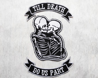 Till Death Do Us Part Embroidered Skeleton Couple Patch, Iron-On