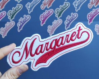 Toppa con nome vintage glitterato personalizzata, ricamata, da stirare, etichetta con nome, toppa con nome uniforme, etichetta con nome in stile vintage