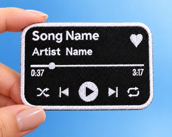 Custom Music Embroidered Patch, Wear Your Favorite Song, Iron On or Sew or Hook/Loop