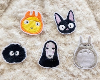 Soot Jiji Calcifer No Face My Neighbour Anime Stryk-på-lapp - Handgjord broderad permanent sömlapp för t-shirts, väskor, jackor och kläder