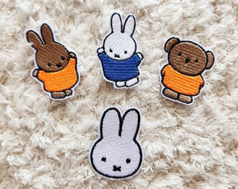 Miffy & Friends Iron On Patch - Handmade Embroidered Permanent Stitch Patch for tees, bags, jackets apparel