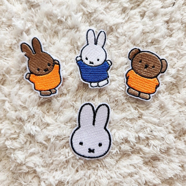 Miffy & Friends Iron On Patch - Handmade Embroidered Permanent Stitch Patch for tees, bags, jackets apparel