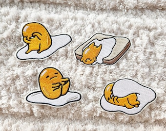 The Lazy Egg Iron On Patch - Handmade Embroidered Permanent Stitch Patch for tees, bags, jackets apparel