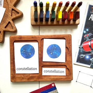 Nomenclatura inspirada en Montessori 3 partes bandeja de tarjetas de actividad madera de arce educación en el hogar lección actividad suministros titular de la tarjeta de ciclo de vida