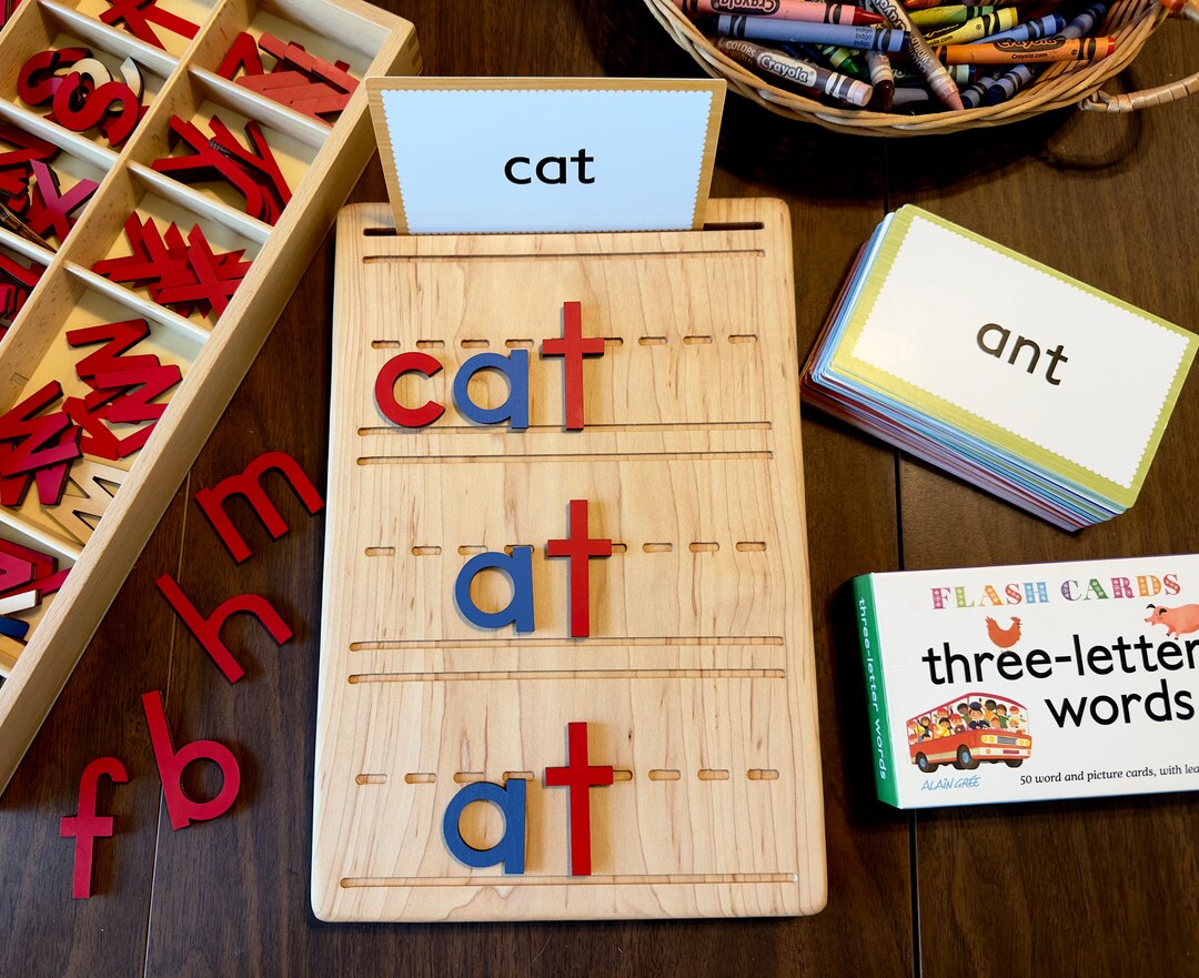 Spelling Activity Card Tray Maple Wood Educational Homeschool Lesson ...