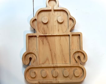 ROBOT maple Wood tinker tray board sorting homeschool spring lesson play pretend play Montessori STEM robots space