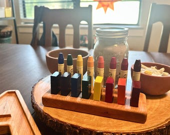 Waldorf wooden Stockmar cherry wood crayon holder minimalist crayons sticks blocks prek preschool kindergarten homeschool supplies room gift
