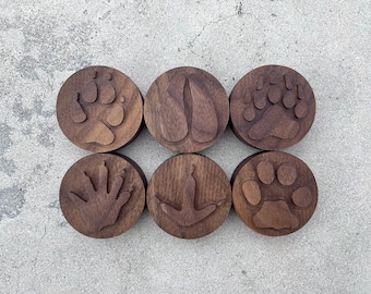 FOREST ANIMAL TRACKS playdough Stamp Set Chunky wood play accessory crafts kids toddlers stampers wood playdoh play dough woodland