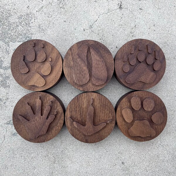 FOREST ANIMAL TRACKS playdough Stamp Set Chunky wood play accessory crafts kids toddlers stampers wood playdoh play dough woodland