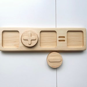 Math sorting tray with play dough stamps maple wood  educational homeschool lesson activity supplies Montessori learning board wooden toy