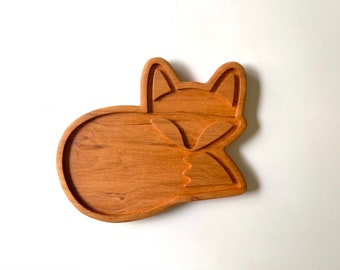 FOX Tinker TRAY Cherry Wood animal sensory kit sorting homeschool woodland fall winter lesson play board pretend play Montessori