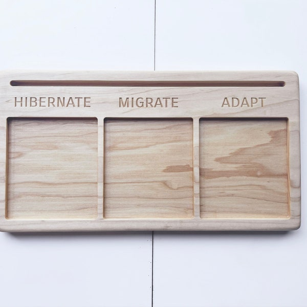 Adaptation educational activity tray 3 part card maple wood educational homeschool lesson activity supplies hibernate adapt migrate