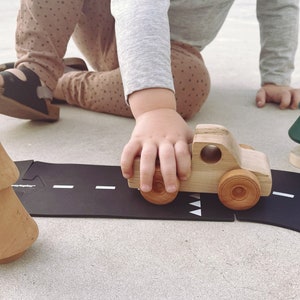 Handgemaakte MAPLE HOUT houten rollende minimalistische VRACHTWAGEN handgemaakt voertuig peuter baby kinderspeelgoed