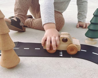 Handcrafted MAPLE WOOD wooden rolling minimalist TRUCK handmade vehicle toddler baby kids toy