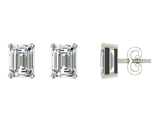 Emarld Geschliffener Diamant Ohrring CZ Dimond Ring für Sie 925 Sterling Silber Jahrestag Geschenk für Sie Braut
