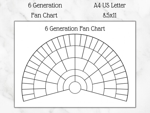 6 Generation Fan Chart Printable Stationery Simple | Etsy