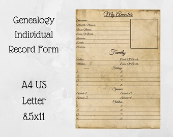 Genealogy Family Group Record Printable Stationery Vintage Paper Keep ...