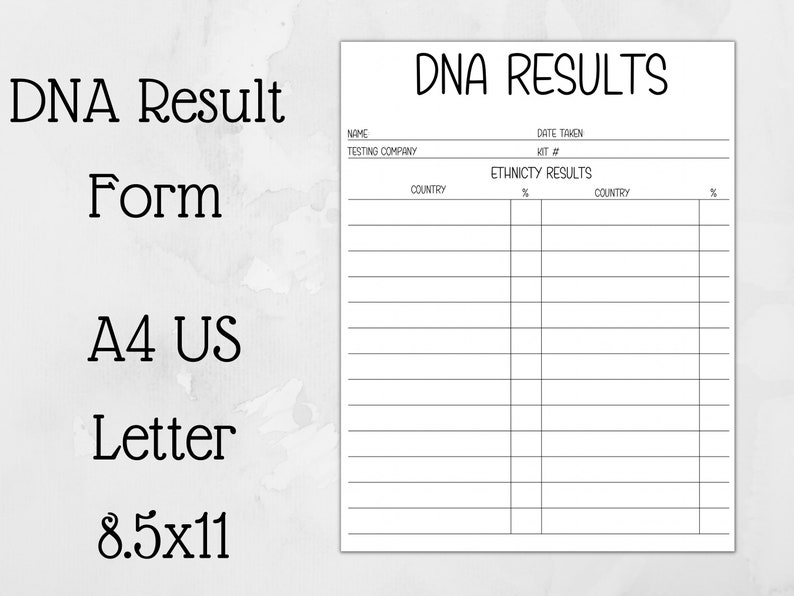 Dna Identification Form.pdf Genealogy DNA Result Printable Stationery Keep Your Ancestors ...