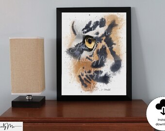 Abstract Watercolor Tiger Eye Art