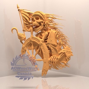 Piraat, Halloween voor cnc, 3D stl-model, CNC-routergraveur, Artcam, Aspire, cnc-bestanden, hout, kunst, wanddecoratie