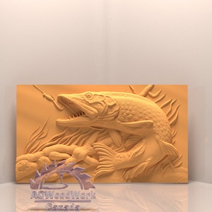 Fish,fishing, 3D Illusion, Engrave,Digital Design File, CNC, WildlifeAnimals,Hunting,Artcam,CNC files,Art,Wood,Wall Decor,Cut3d