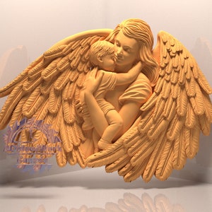 Mother, Baby, Love Composition 3D STL File,Love Sayings,Gift for her,CNC Router Engraver,Artcam,CNC files,Wood,Wall Decor,Cut3d