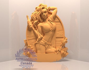 3d naked woman model,Sexy girl, 3D STL Model,CNC Router Engraver,Artcam,CNC files,Wood,Wall Decor,Cut3d