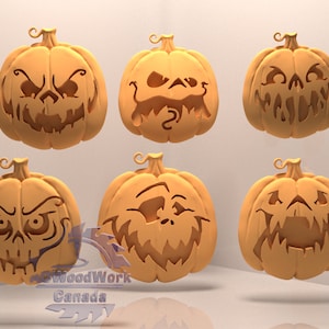 Pumpkin Set Halloween for CNC, 3D STL Model, Cnc Router Engraver, Artcam, Aspire, CNC files, Wood, Art, Wall Decor, V-Carve