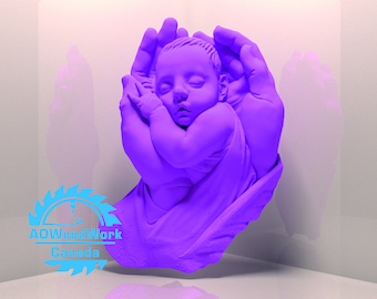 Born baby 3D, baby shower decor, 3D STL Model,CNC Router Engraver,Artcam,CNC files,Wood,Wall Decor,Cut3d