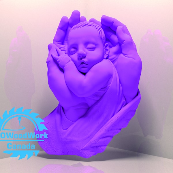 Born baby 3D, baby shower decor, 3D STL Model,CNC Router Engraver,Artcam,CNC files,Wood,Wall Decor,Cut3d