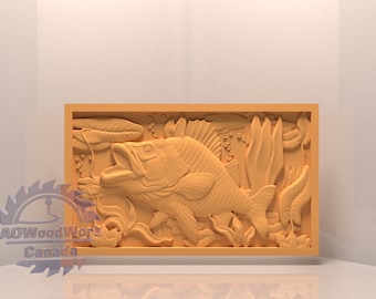 Fish,fishing, 3D Illusion, Engrave,Digital Design File, CNC, WildlifeAnimals,Hunting,Artcam,CNC files,Art,Wood,Wall Decor,Cut3d
