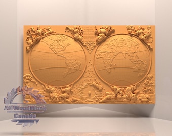 Mapa, modelos de máquinas CNC, proyectos de enrutadores CNC, archivos de corte 3D, planos de carpintería digital, modelo STL 3D, grabador de enrutadores CNC, Artcam