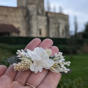 Barrette cheveux, pince à cheveux en fleurs séchées, couleur au choix. Pour cérémonie ou juste pour le plaisir image 9