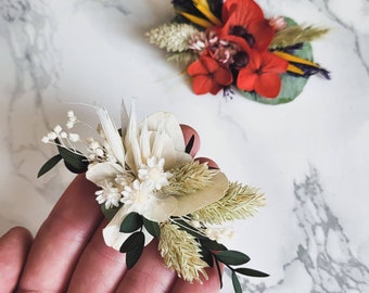 Barrette cheveux, pince à cheveux en fleurs séchées, couleur au choix. Pour cérémonie ou juste pour le plaisir