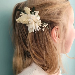 Barrette cheveux, pince à cheveux en fleurs séchées, couleur au choix. Pour cérémonie ou juste pour le plaisir image 2