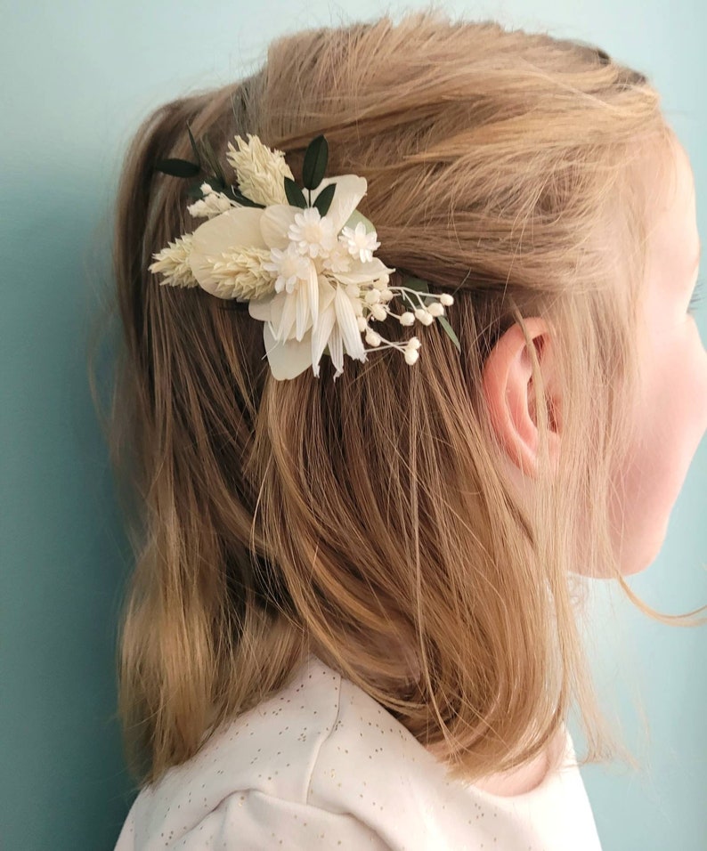 Barrette cheveux, pince à cheveux en fleurs séchées, couleur au choix. Pour cérémonie ou juste pour le plaisir image 2